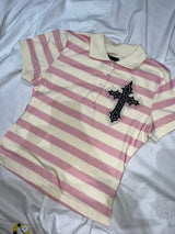 Cross Patch Stripe Polo