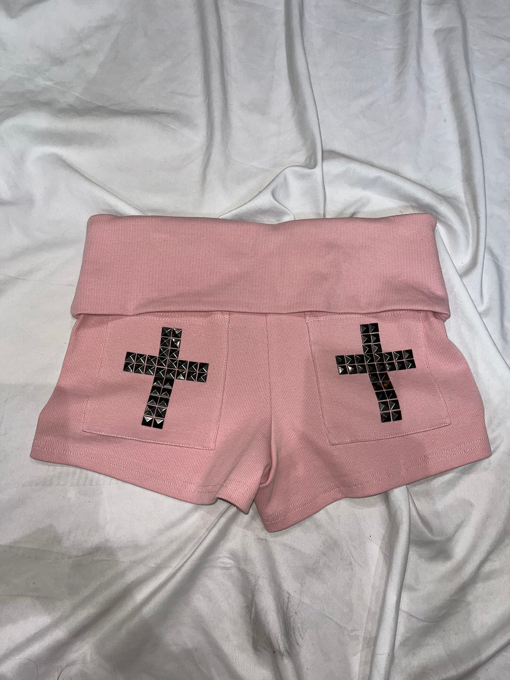 Cross Logo Studded Micro Shorts – YZ