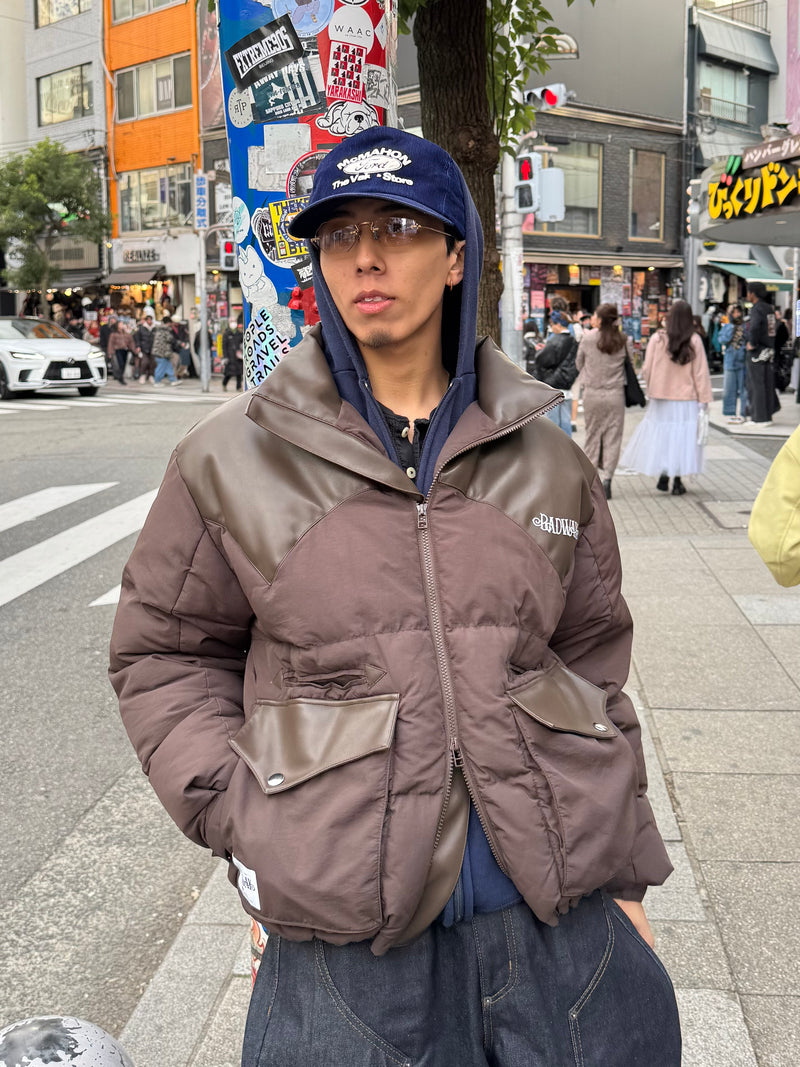 Western leather down jacket