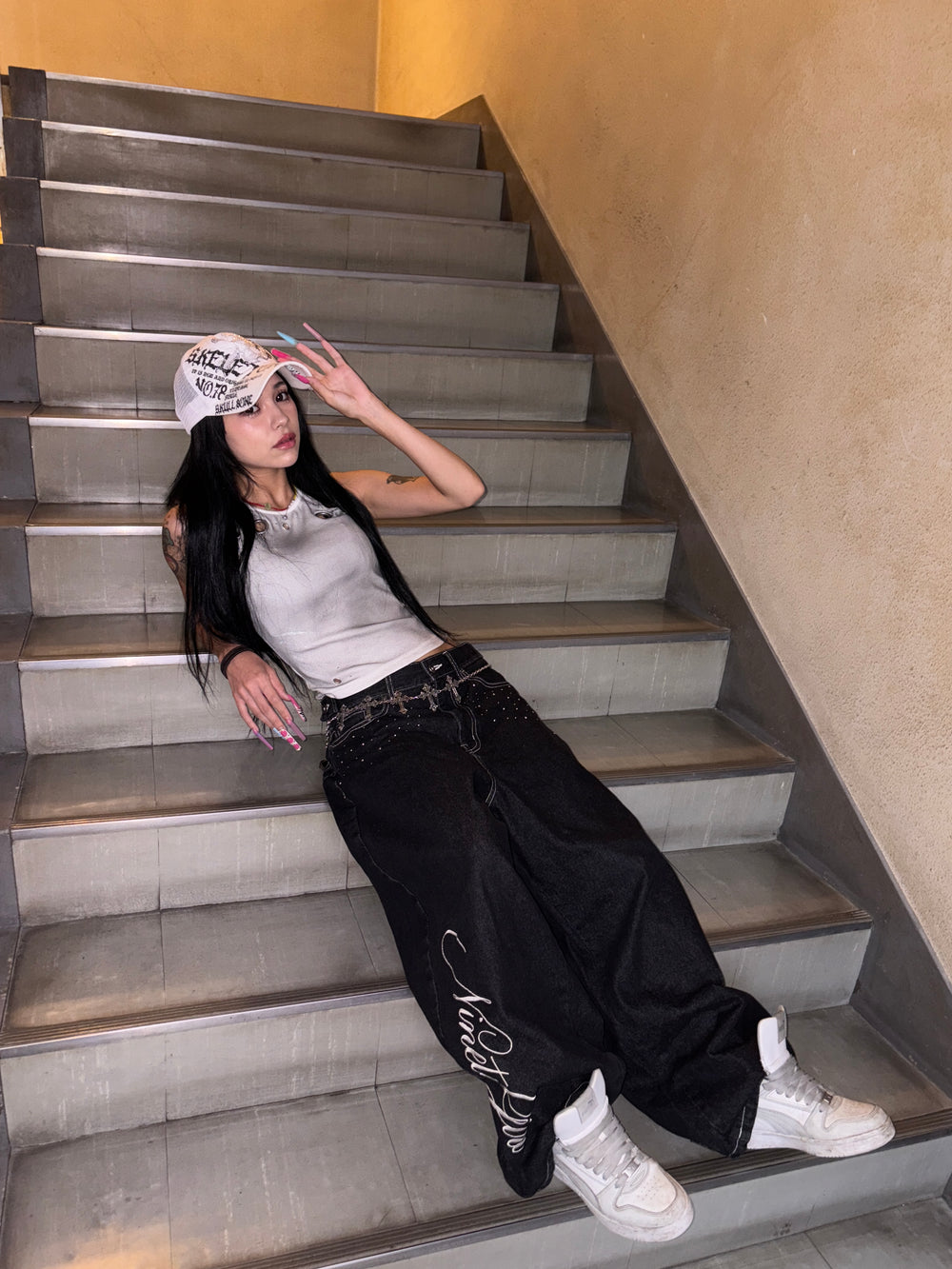 パンツ Feather logo Studs Buggy Denim Pants Feather logo Studs Buggy Denim Pants – YZ