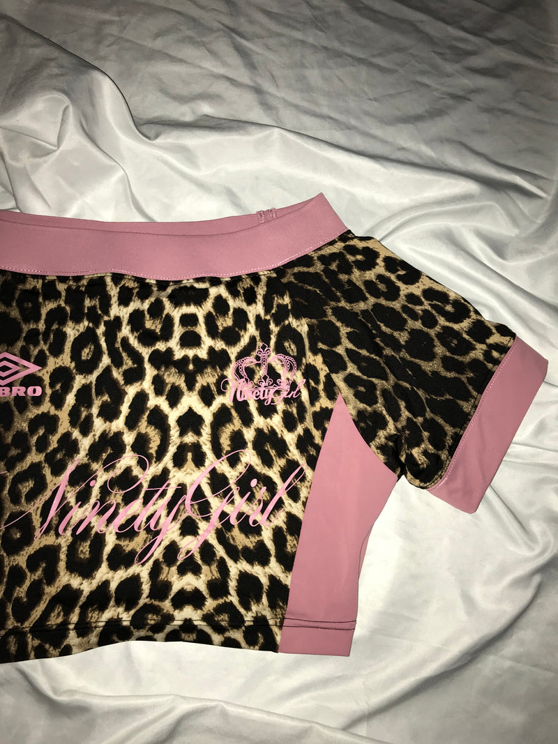 9090girl × umbro Leopard Off Shoulder Tee