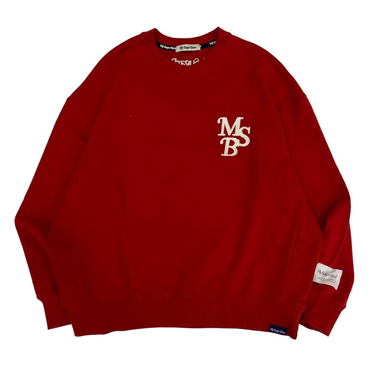 chain embroidery crew sweatshirt