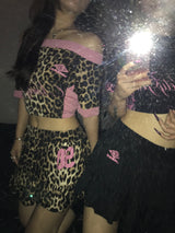 9090girl × umbro Leopard Off Shoulder Tee