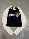 yung logo raglan lace L/S tee