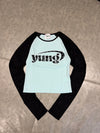 yung logo raglan lace L/S tee