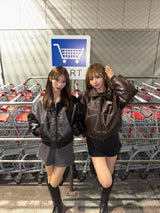Rcross logo big patch leather blouson 