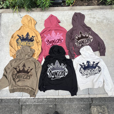 King Logo Pile Stitched Zip Hoodie