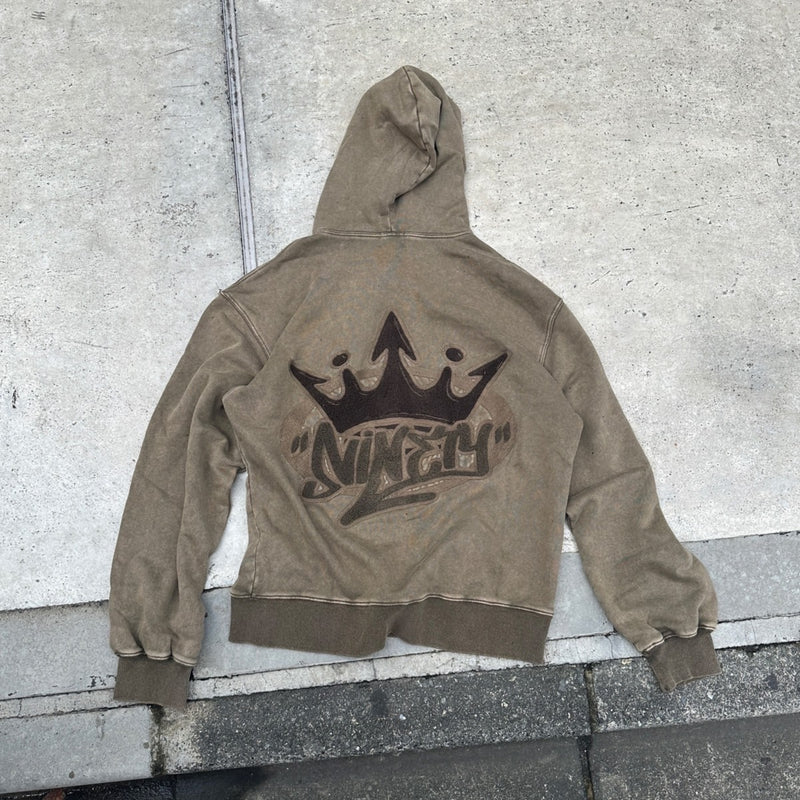 King Logo Pile Stitched Zip Hoodie