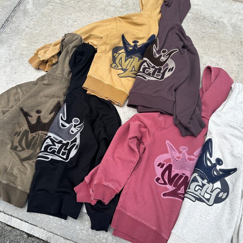 King Logo Pile Stitched Zip Hoodie