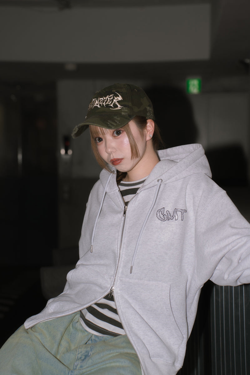 CMT ruler rhinestone zip hoodie 