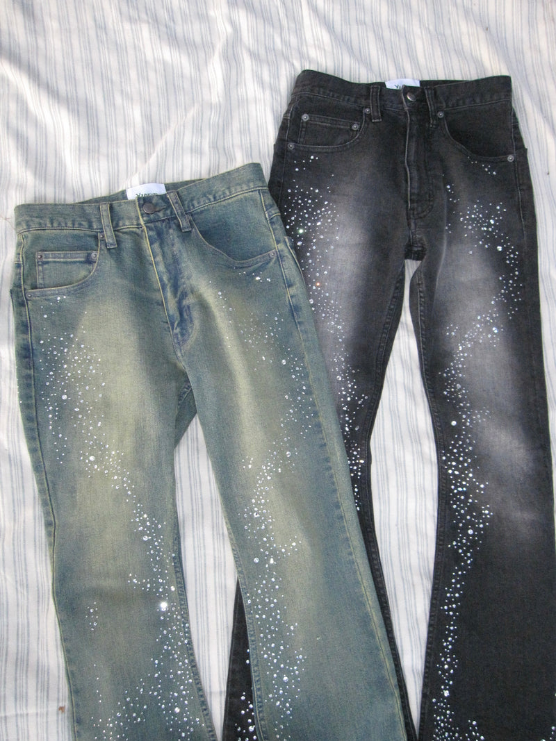 Starlight rhinestone flare denim 
