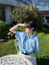 relaxy 로고 라메 셔츠 