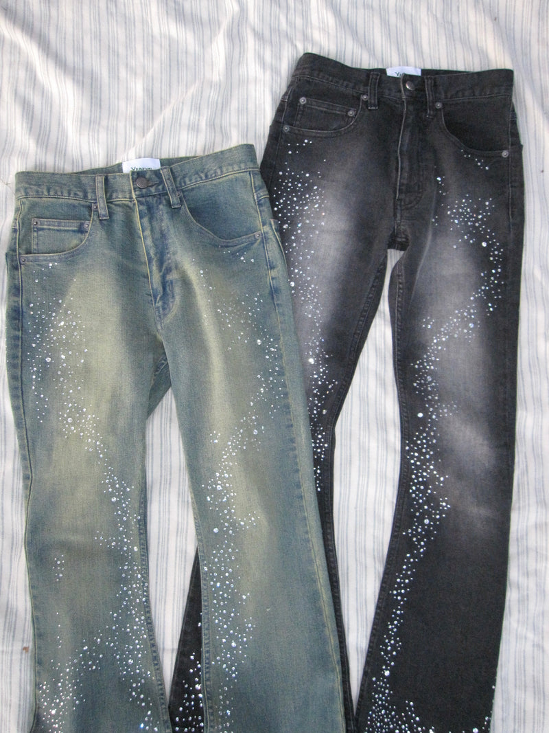 Starlight rhinestone flare denim 