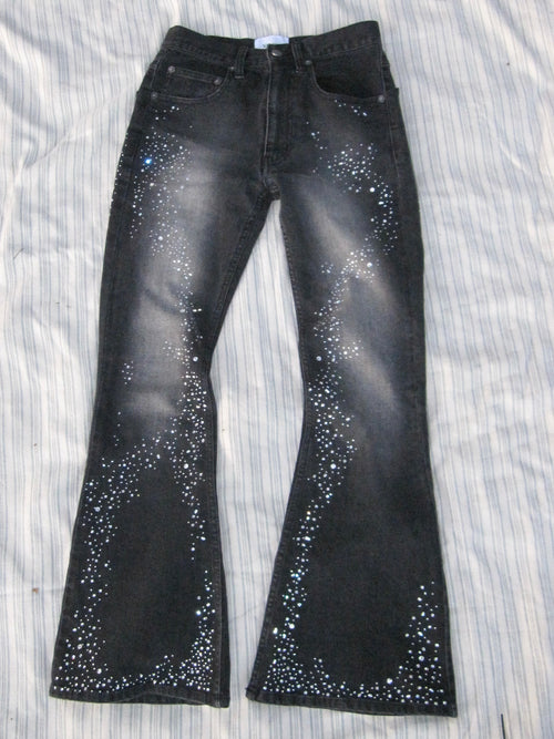 Starlight rhinestone flare denim