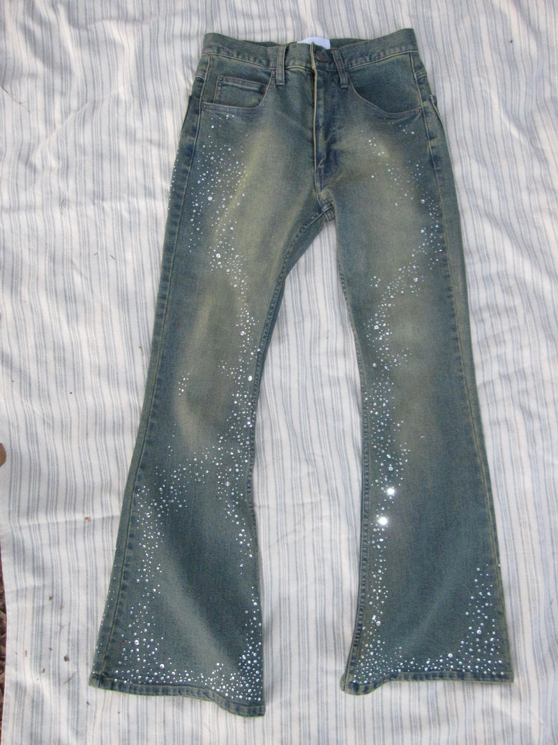 Starlight rhinestone flare denim 