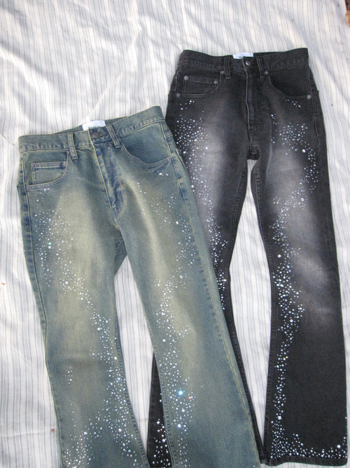 Starlight rhinestone flare denim