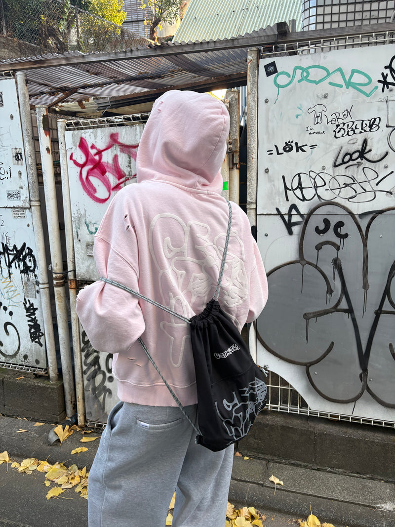 Damaged doodle pigment zip hoodie