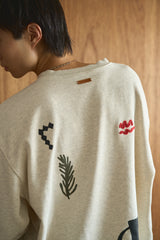 BROKEN FLOWER PAINT AND EMBROIDERY SWEAT