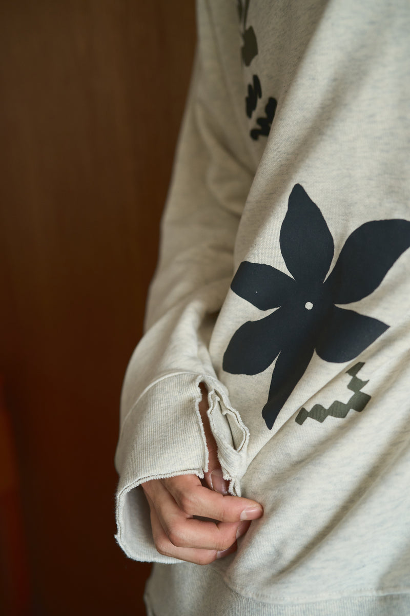 broken flower paint and embroidery sweat