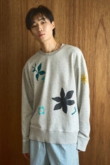 broken flower paint and embroidery sweat