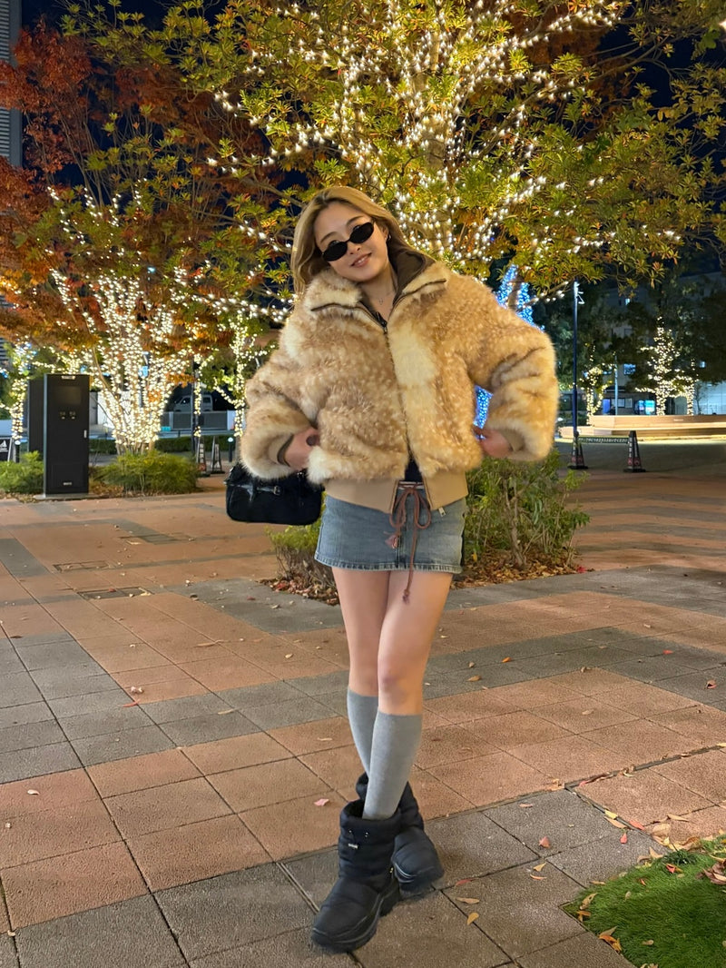 bambi fur zip jacket