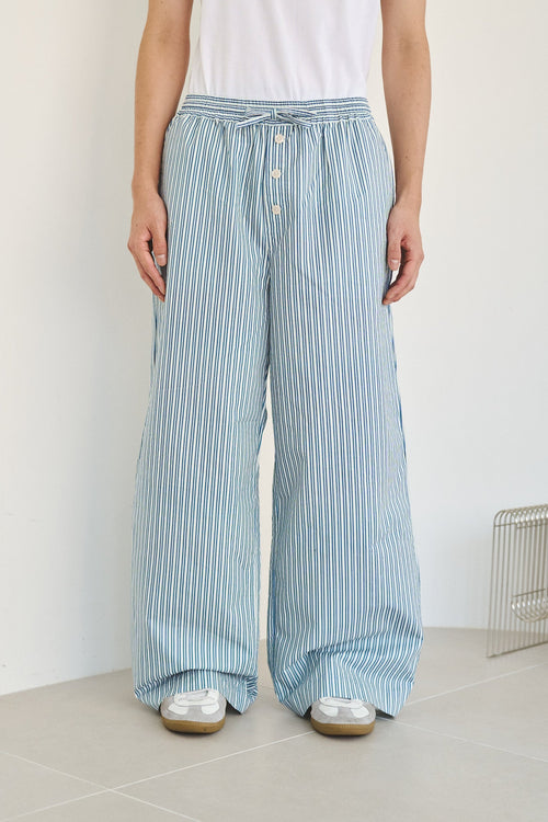 Wide Baggy Stripe Print Trousers