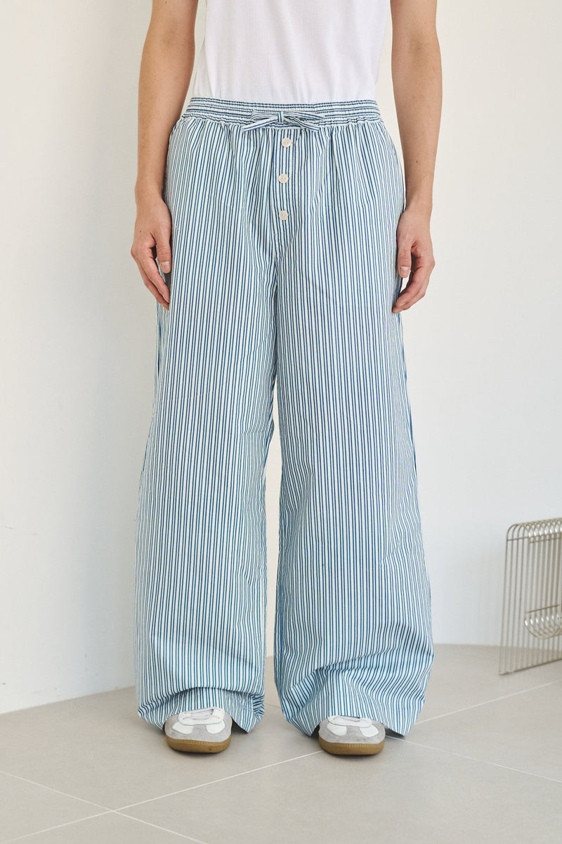 wide baggy stripe print trousers