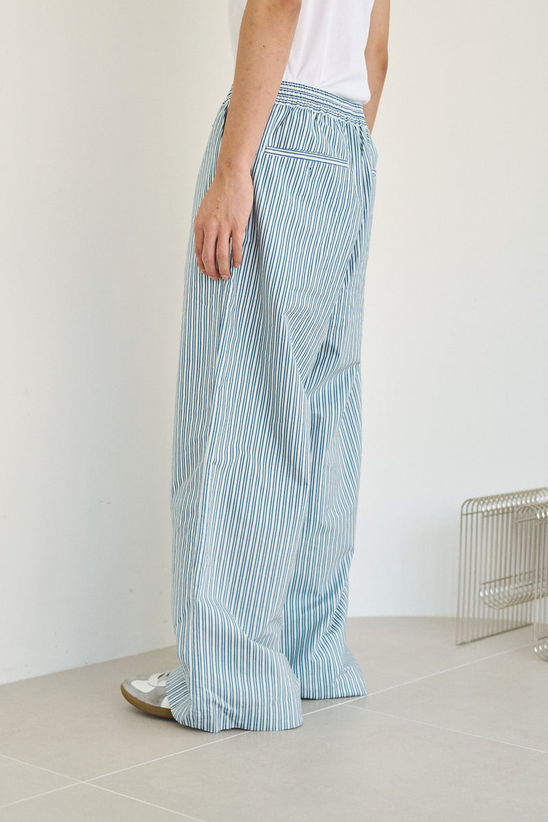 Wide Baggy Stripe Print Trousers