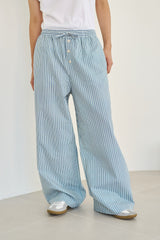 Wide Baggy Stripe Print Trousers