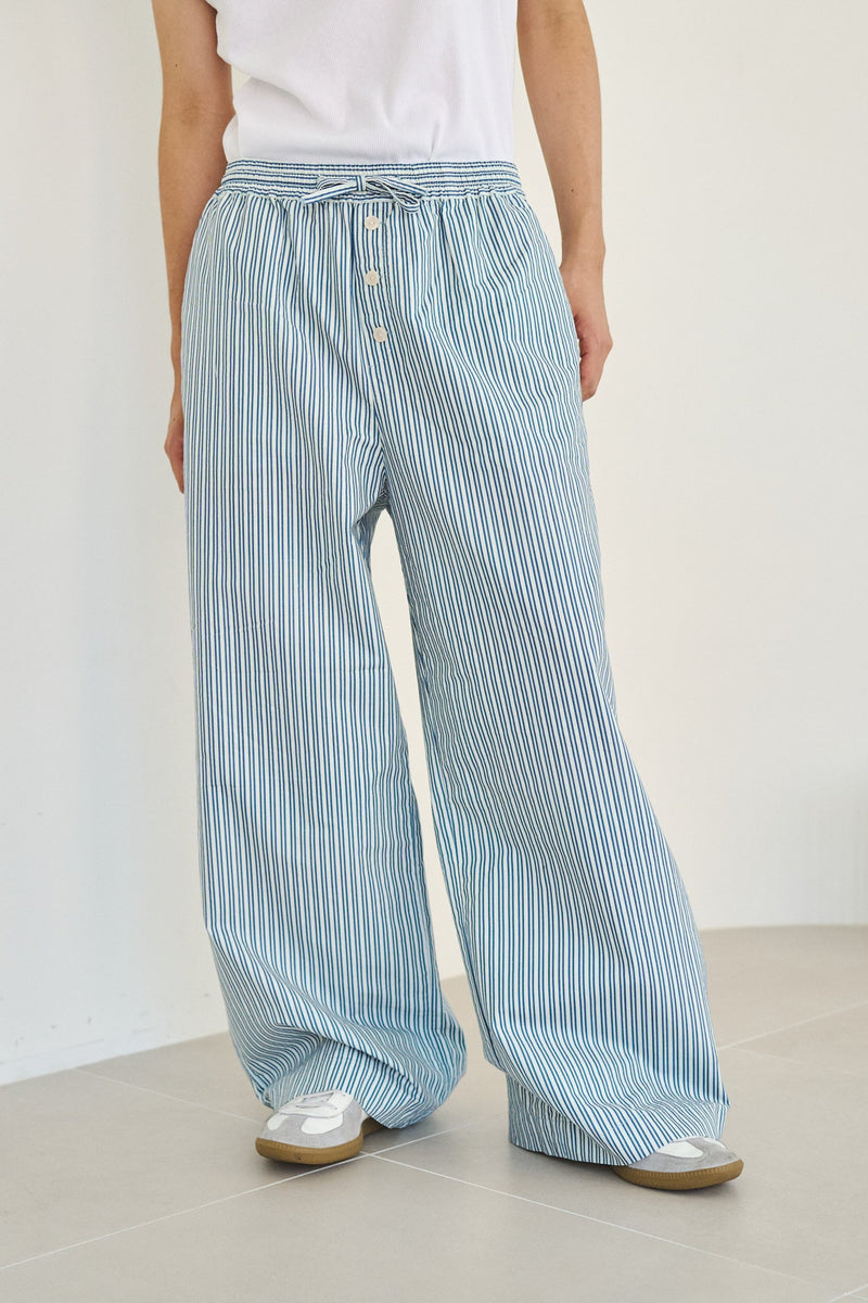 wide baggy stripe print trousers