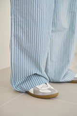 Wide Baggy Stripe Print Trousers