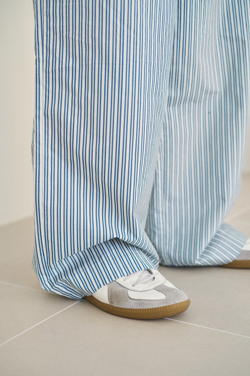 wide baggy stripe print trousers