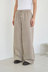 Wide Baggy Stripe Print Trousers