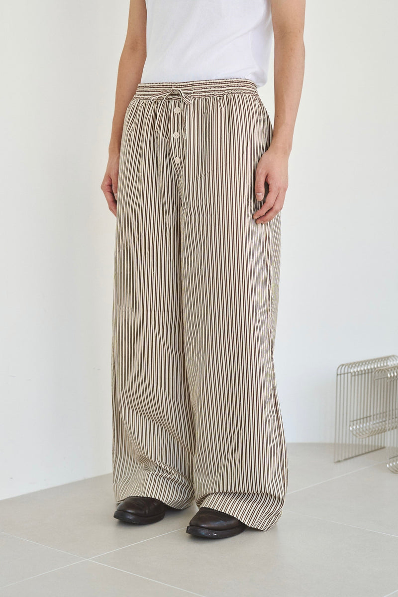 Wide Baggy Stripe Print Trousers