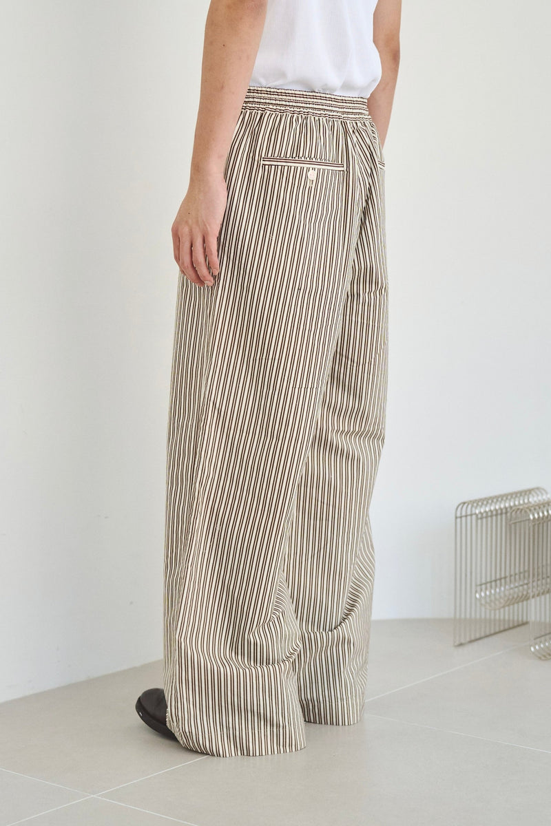 wide baggy stripe print trousers