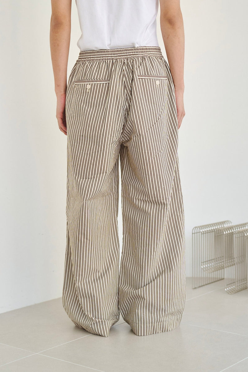 Wide Baggy Stripe Print Trousers