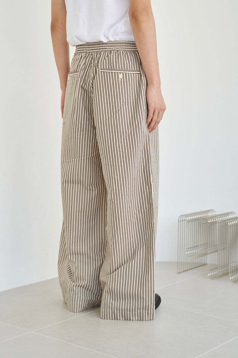 wide baggy stripe print trousers