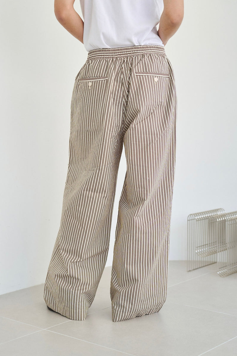 Wide Baggy Stripe Print Trousers