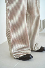 wide baggy stripe print trousers