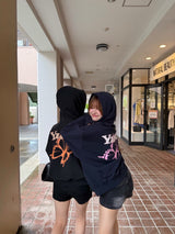 Butterfly logo patchwork zip hoodie 