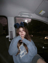 Front butterfly lame knit