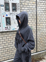 VINTAGE HEART LOGO ZIP HOODIE