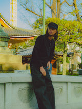 Layered Round Stitch waffle Long Tee