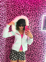 Waist-Defined Fur Zip Hoodie 