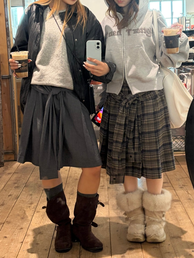 layered wrap midi skirt