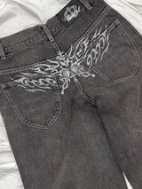 Tribal Logo Straight Denim Pants 