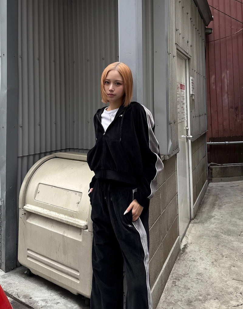 (Women) Velvet Pants --Hoodie Zip -Up Setup CBDWWTP001