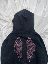 Cross Logo glitter Fur Zip Hoodie