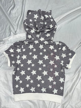 Cat-Ear Short Sleeve Zip Hoodie 