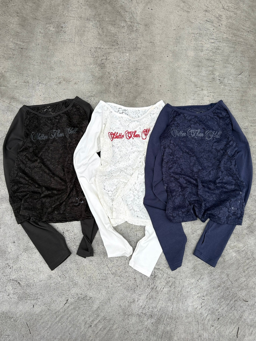 see-through lace long tee – YZ